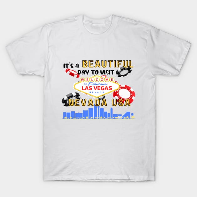 Travel to beautiful Las Vegas in Nevada. Gift ideas for the travel enthusiast available on t-shirts, stickers, mugs, and phone cases, among other things. T-Shirt by Papilio Art